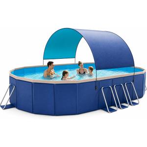 118" Non-Inflatable Foldable Swimming Pool for Family, Portable Above Ground Pool for Adults & Kids, Easy Setup for Outdoor, Backyard, Garden, Camping - Durable PVC(118"x87"x20", NEW)
