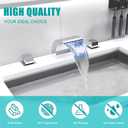 SKOWLL Chrome Waterfall Bathroom Faucet, LED Bathroom Sink Faucets 3 Hole, 8 Inch Widespread Modern Vanity Sink Faucet with 2 Handle