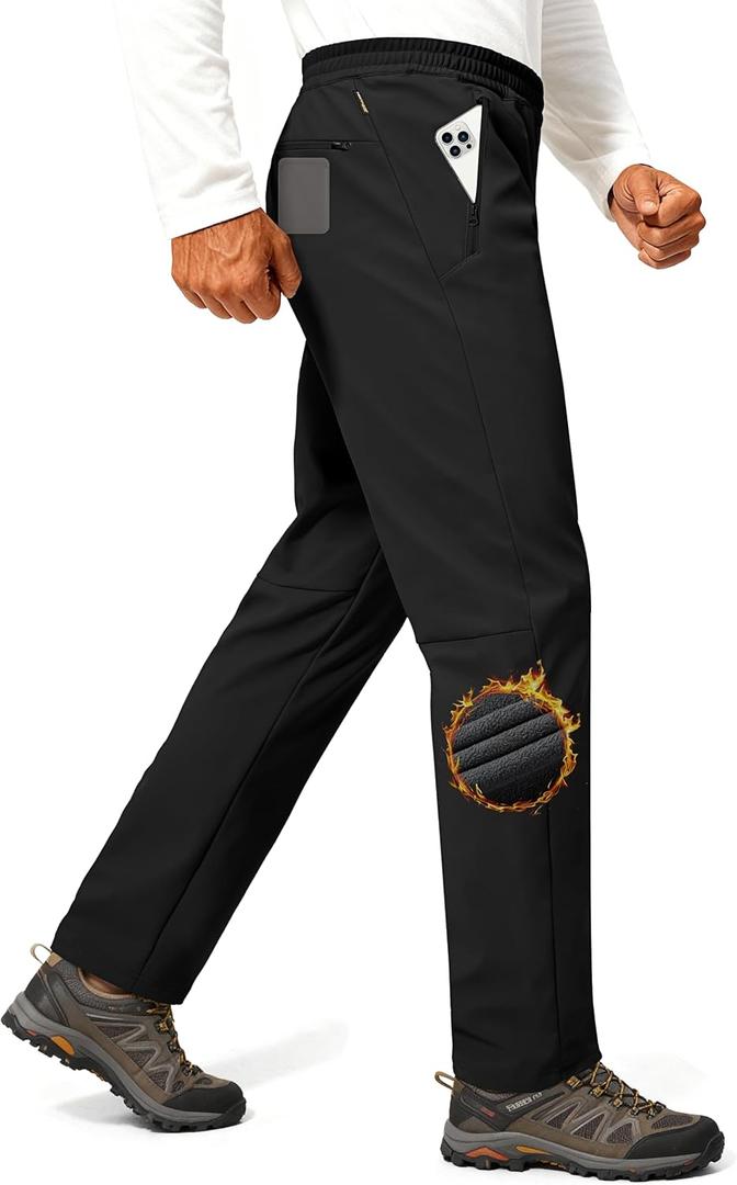 FREE SOLDIER Men's Fleece Lined Winter Pants Waterproof Warm Sweatpants Athletic Thermal Pants 36W x 32L