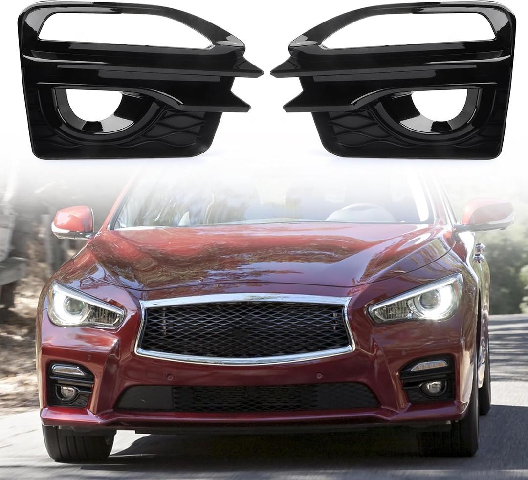Fog Light Covers,Front Bumper Fog Lamps Bezel Cover Trim,Fog Light Covers Replacement compatible with Infiniti Q50 Sport Q50S 2014 2015 2016 2017,IN1038106 IN1039106,622574GA1A 622564GA1A