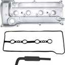 MITZONE Engine Valve Cover with PCV Hose & Gasket Compatible with 2001-2015 Toyota Camry Corolla RAV4 Highlander Solara Matrix Scion tC xB 2.4L Replace 11201-28014 11201-28033 (White(Upgrade Aluminum))
