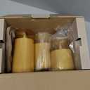 Homemory Realistic Flickering Flameless Candles, Battery Operated Candles with Remote Control and Timer, LED Fake Electric Candle for Home, Christmas Decoration, Gold, Set of 3 (D3"xH4"5"6")