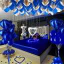 I Love You for Him/Her Balloons 56pcs Royal Blue and Sliver balloon kit Include 18 Inch Heart Shaped Balloons and 500 Blue Artificial Rose Petals Romantic Decoration Kit for Valentines Party