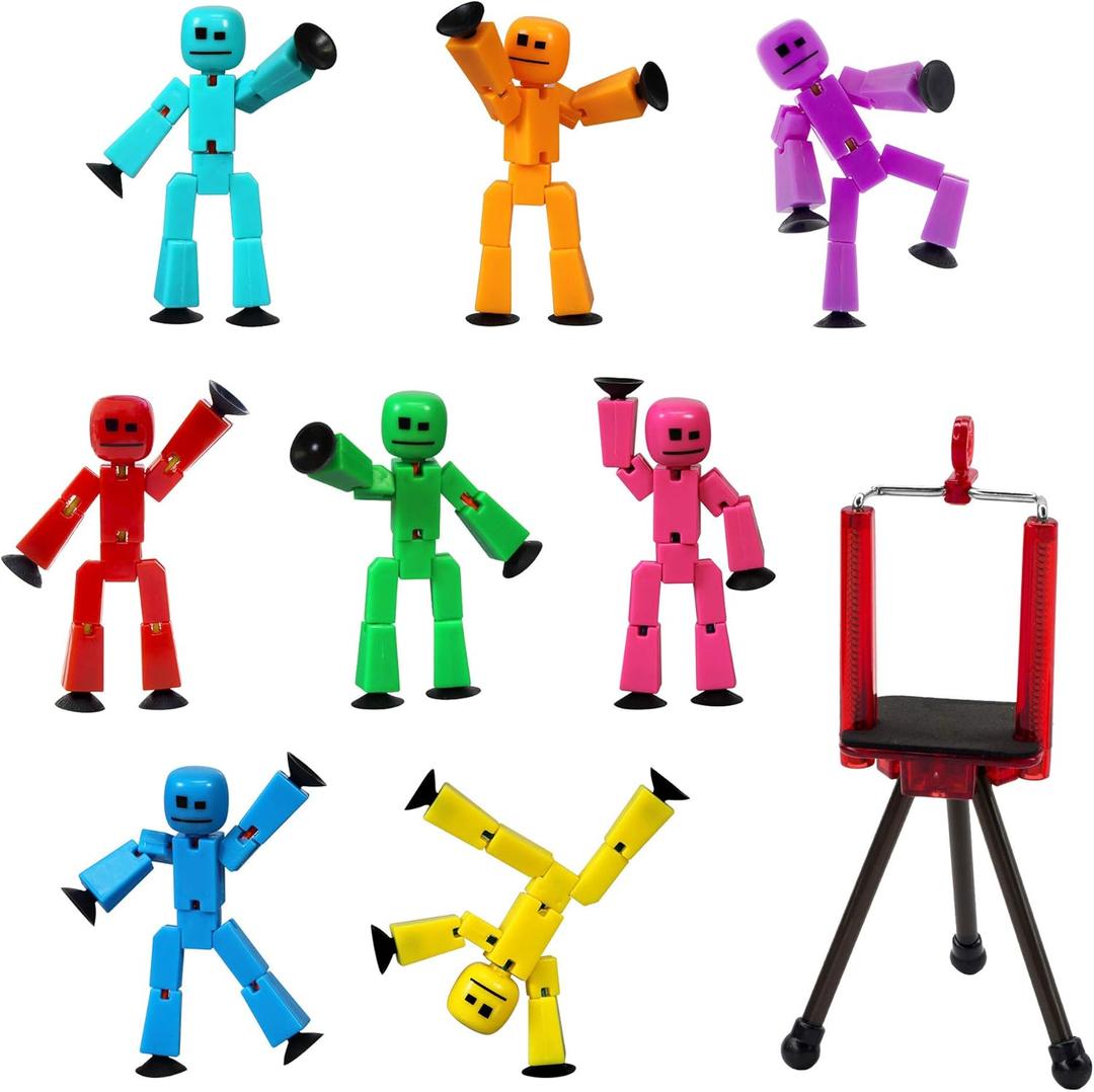 Zing Stikbot 8 Solid Pink/Yellow/Light Blue/Green/Dark Blue/Purple/Orange/Red Color and Red Tripod (TST888SCTP)