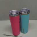 BJPKPK 2 Pack 20oz Skinny Tumblers with Lid Insulated Travel Coffee Cup Stainless Steel Thermal Mug,Turquoise,Pink