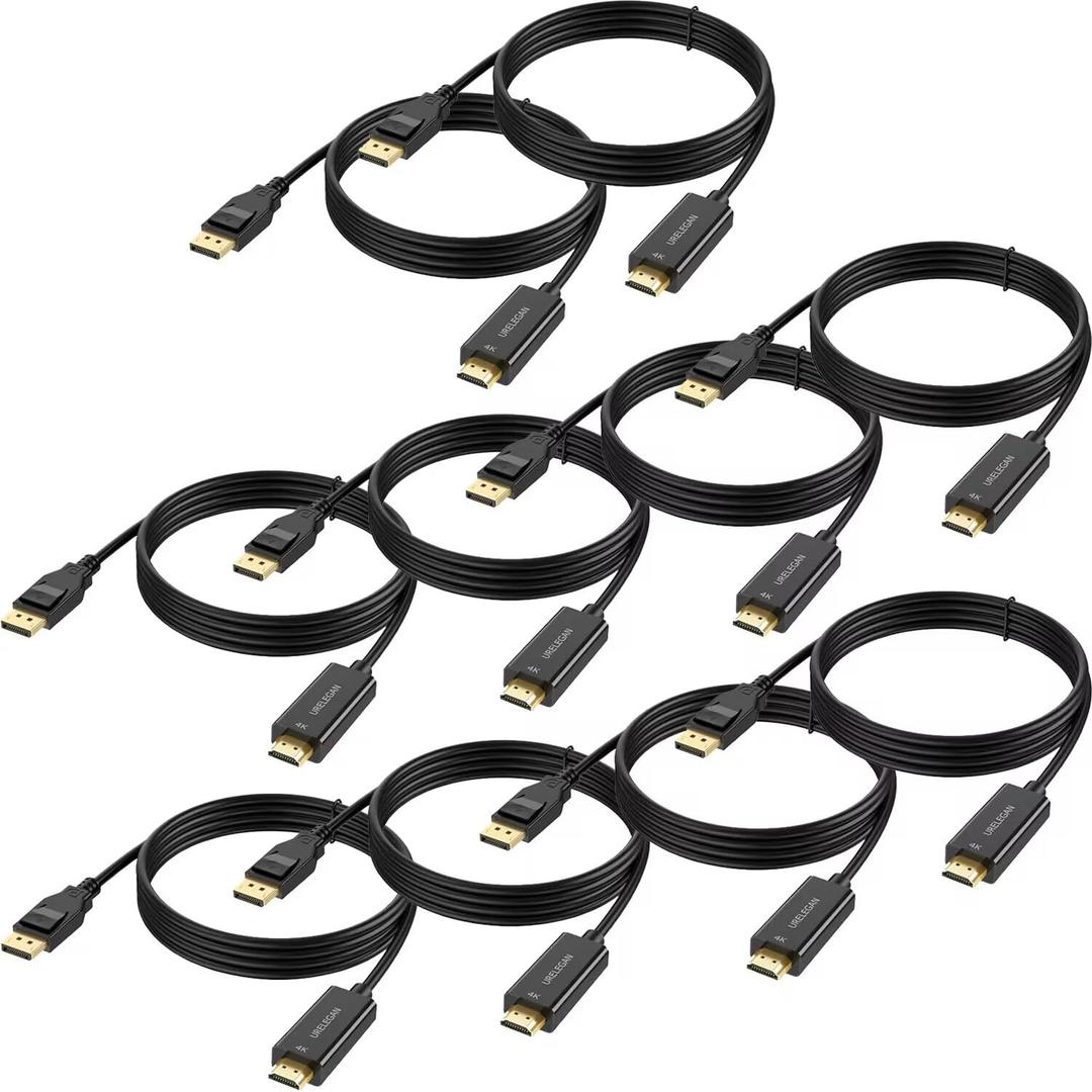 DisplayPort to HDMI Cable 4K 10-Pack, 3 FT 4K DP to HDMI HDTV Cables Uni-Directional Display Port to HDMI Cord Compatible for TV, Dell, Monitor, Projector, Desktop, AMD, Lenovo, HP, ThinkPad and More (Black)