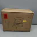 Melody House 2-Tier Metal Utility Rolling Cart Storage Side End Table with Cover Board for Office Home Kitchen Organization, Cream White