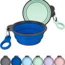 Aonkey Collapsible Dog Bowls with Bottle Carrier, 2 Pack Travel Dog Water Bowl Upgraded Carabiner, One-Piece Molded Rim No Fall Off or Crack, Foldable Silicone Portable for Pets Walking Hiking 37oz (2. Navy Blue & Sprout Green)