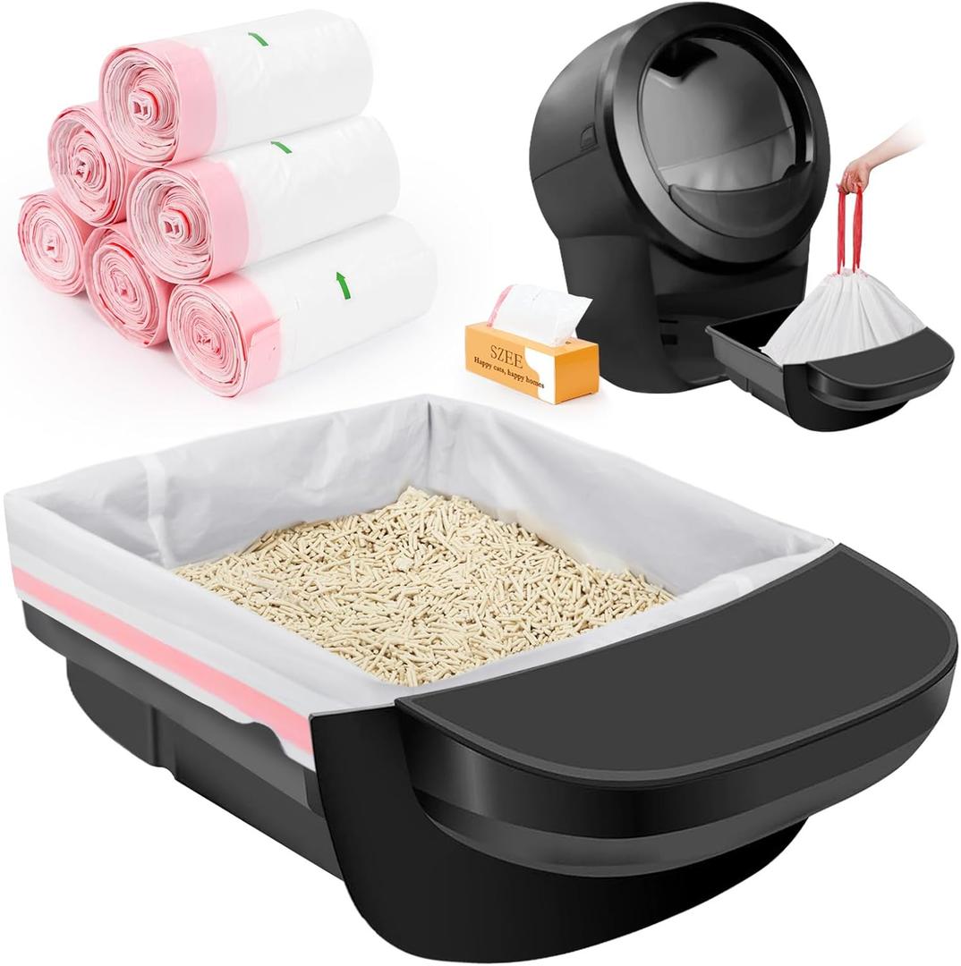 SZEE 120 Pack Automatic Litter Box Waste Bags, Drawstring Litter Box Liners