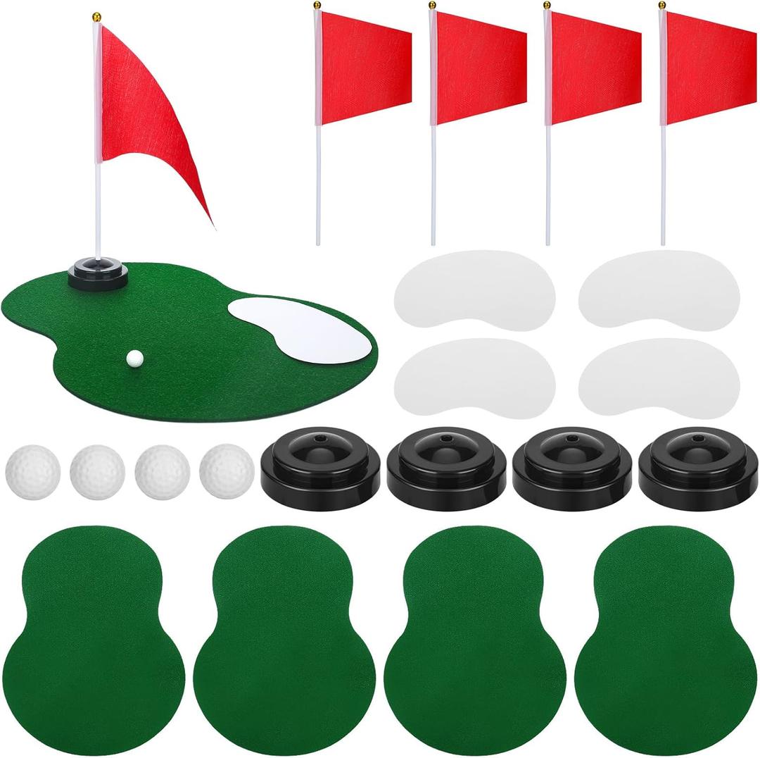 Tinideya 4 Set Golf Centerpieces Table Decorations Golf Party Supplies Including Ball Sand Trap Red Flag Plastic Flag Stand for Sport Themed Birthday Party Decor