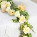 Lewondr Artificial Eucalyptus Garland with Flower, 2Pack 13FT Faux Floral Greenery Garlands Fake Flowers Vines, Maintenance-Free for Wedding Table Backdrop Party Centerpiece Room Decor, Champagne