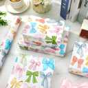 2 x FYSUIMU Colorful Bow Wrapping Paper -Mini Roll- 17 Inch x 32.8Ft Bowknots Gift Wrap Paper Coquette Assorted Design Multicolor Bow Art Paper for Wedding Birthday Baby Shower DIY Crafts
