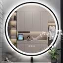 SBAGNO 36 Round Led Bathroom Mirror with Lights, Bathroom Vanity Wall Mirror with Buletooth, Anti-Fog, Stepless Dimmable, 3 Colors, Tempered Glass Lighted Makeup Mirror for Bathroom, Size: 35.5"L x 35.5"W