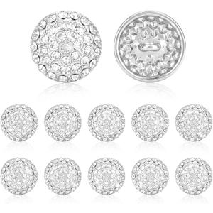 10 Pcs Rhinestone Buttons, 0.6 Inch Crystal Sew on Buttons | Silver Rhinestones for Clothes, Sewing Wedding Bridal DIY Crafts Decorations Supplies, 15mm
