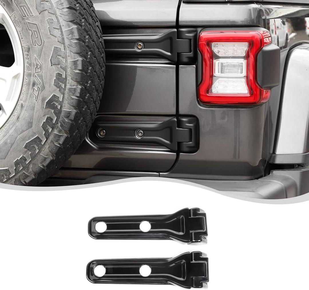 Tailgate Hinge Cover,Spare Tire Rear Door Bracket Cover Fit for 2018-2025 Jeep Wrangler JL JLU Sport X Sahara Rubicon (Matte Black)