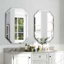 Chende 2 Packs Bathroom Mirror for Wall, 24"x32" Octagon Frameless Mirror with Beveled Edge, Vanity Mirror for Bathroom Living Room Bedroom Vertical or Horizontal