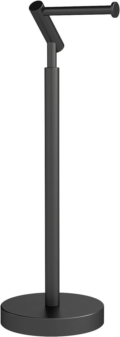 STWWO Toilet Paper Holder Free Standing, Matte Black Toilet Paper Stand 21.7" H, Stainless Steel Tissue Roll Holder for Bathroom, Heavy Weighted Base
