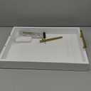 Juvale White Serving Tray for Coffee Table with Coasters, Decorative Interchangeable Gold and Silver Handles (16x12)
