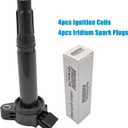 UF487 Ignition Coil Pack 90919-A2002 and Iridium Spark Plugs Set Of 4 Fit For Toyota Camry 2007-2024,Highlander 2009-2024,RAV4 2006-2014,Avalon 2013-2022,Venza 2009-2015&Lexus 2013-2024 2.5L 2.7L L4