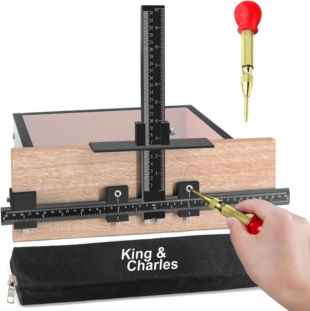 King&Charles Cabinet Hardware Jig, Aluminum Alloy Cabinet Handle Jig with Automatic Center Punch, Avoid Jitter Caused by Direct Drilling, Use for Handles and Pulls on Drawers/Doors.