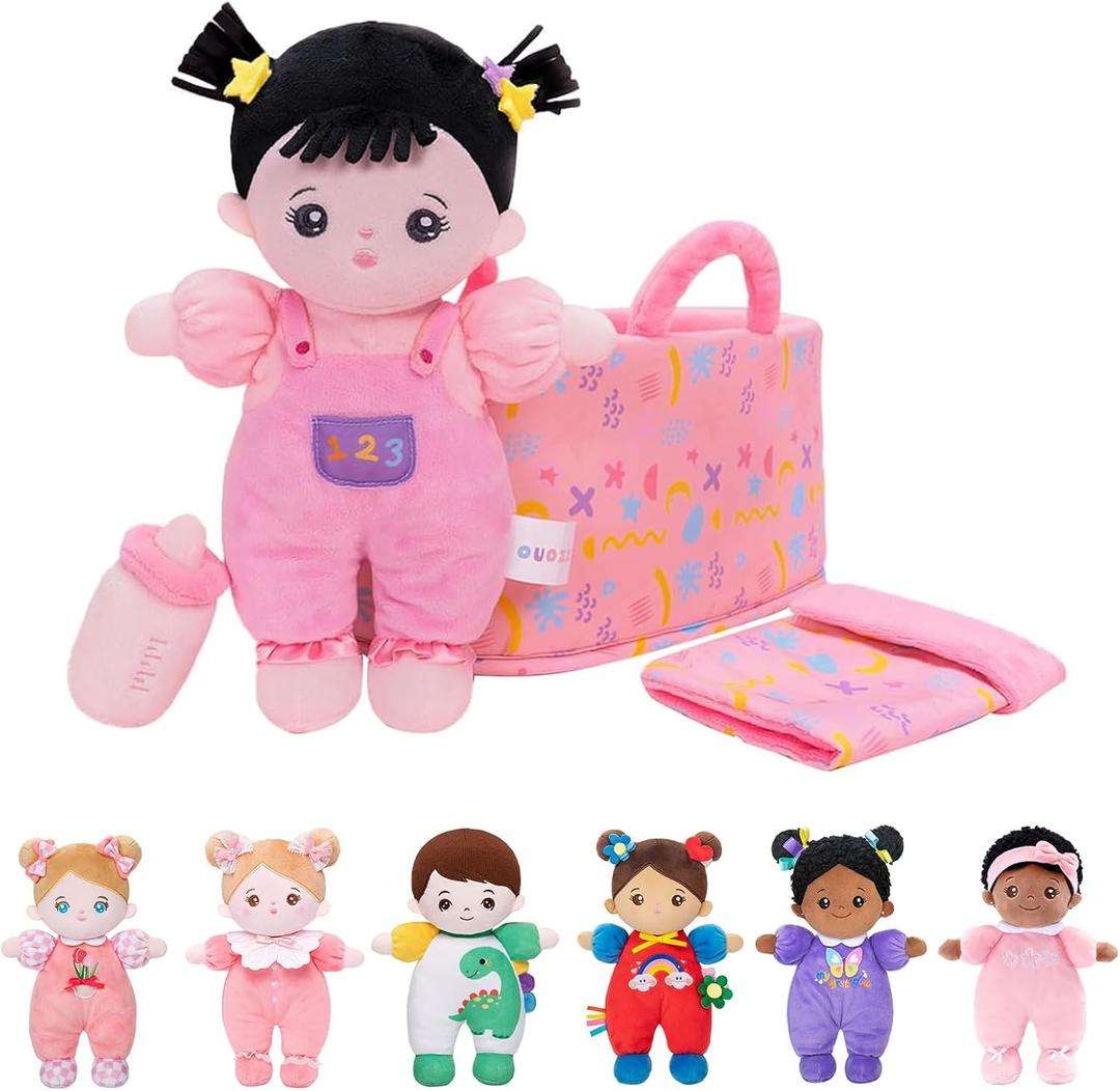 OUOZZZ 10in Soft Baby Doll Gift Set - First Sleeping Cuddle Buddy - Pink Mini Doll Set for Kids