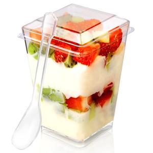 FIFWVGP 5 oz 60Pcs Plastic Dessert Cups With Lids and Spoons, Yogurt Parfait Appetizer Cups for Party, Mini Dessert Shooters for Pudding and Fruit