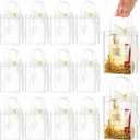 Ohuimrt 50 PCS Clear Plastic Gift Bags with Handles, 4.9 x 7.5 x 3.15 Inches Reusable Party Favor Bags with Ribbon Transparent Gift Wrap Bags Bulk for Weddings Birthdays