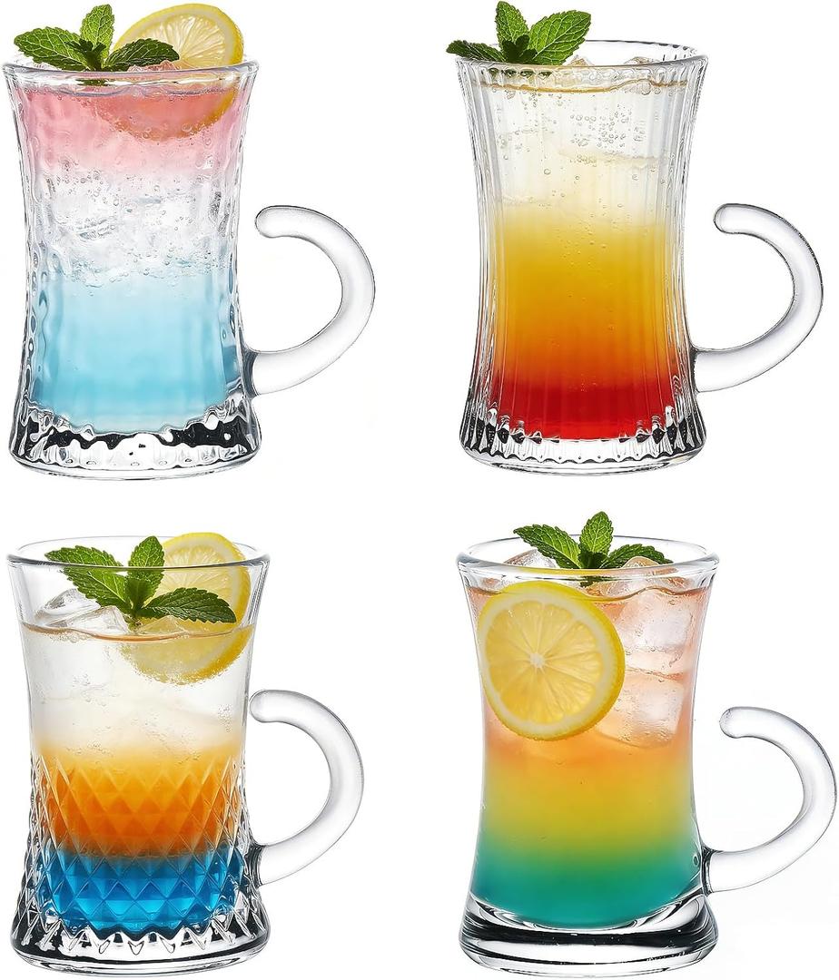 3.3oz Mini Beer Mugs with Handle for Party (Set of 4), Vodka, Tequila, Great for Father, Husband, Birthday or Friend Party Present