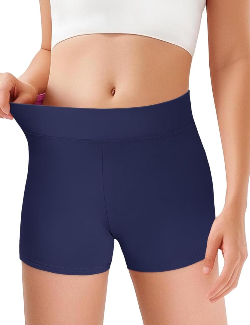 JOCMIC Girls Athletic Shorts Kids Dance High Waisted Yoga Short for Bike Gym Volleyball Running (11-12 Years, Navy Blue)