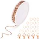 Elecrelive 16.4 Feet Stainless Steel Dapped Chains for Jewelry Making Rose Gold Soldered Links Chains with Spool Necklace Chain with 5 Lobster Clasps 20 Jump Rings for Necklace Bracelet Making