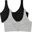 Fruit of the Loom Women's Multi-Pack Front Closure Cotton Bra (36, Black Hue/Heather Grey 2-pack)