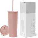 Simple Modern Insulated Tumbler with Lid and Straw | Iced Coffee Cup Reusable Stainless Steel Water Bottle Travel Mug | Gifts for Women Men Her Him | Classic Collection | 24oz | Blush