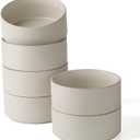 famiware Star Cereal Bowl Set, Soup Bowls Set of 6, Double Reactive Glaze, Stackable, 23oz Deep Bowls Suitable for Cereal, Popcorn, Oatmeal, Dessert - Dishwasher and Microwave Safe, Matte White