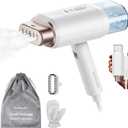 Newbealer Dual Voltage Garment Steamer - 120V/ 220V, 1200W Powerful Steamer for Clothes, Home & Travel Use, Horizontal & Vertical Steaming, 20s Heat-up, Foldable, 1.72lbs, 180ml (Gold)