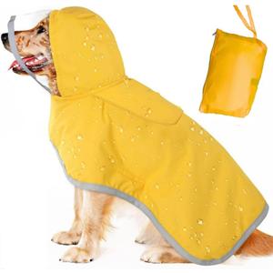 Dog Raincoat, Adjustable Dog Rain Jacket with Clear Hooded Double Layer for Large Medium Small Dogs Puppies, Waterproof Rain Coat Poncho with Reflective Storage Pocket & Rim (XL)