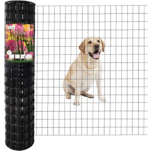 FOREHOGAR Black PVC Coated Welded Wire Fence 48 Inch x 50 Foot, 2 Inch x 3 Inch 16GA, Garden Border Fencing Roll Vinyl Coating Metal Wire Mesh for Yard Vegetable Plant Protection Poultry Netting