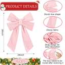 Hungdao 2 Pack Large Pink Wreath Bows 24x36 Waterproof Fabric Bows Outdoor Wedding Decorative Farmhouse Ornaments for Valentine Wedding Party Hanging Wall Front Indoor Decor
