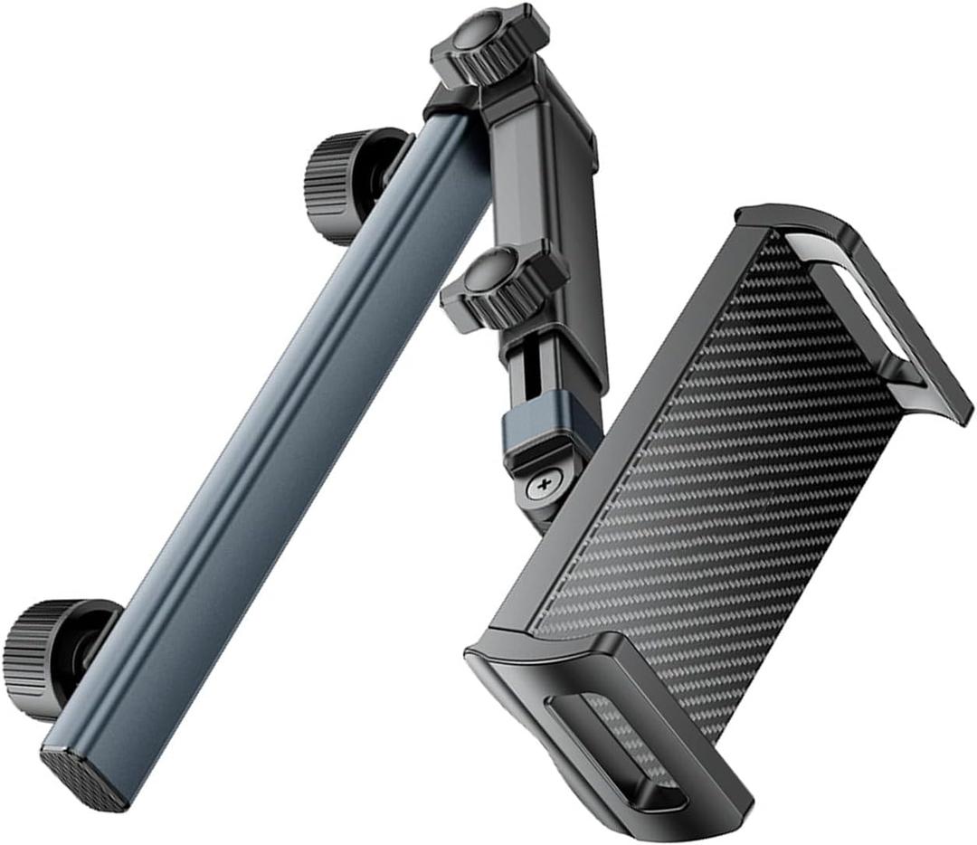 Easy Install Aluminum Telescopic Headrest Phone Tablet Holder with Rotation Landscape Portrait