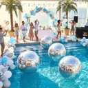 Shappy 2 Pcs Giant Silver Balloons Large 4d Round Ball Balloons 60 Inch Giant Huge Aluminum Shiny Foil Balloon for Wedding Birthday Bachelorette Graduation Baby Shower Party Decoration