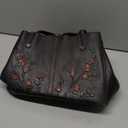 Genuine Leather Satchel for Women Top Handle Bags Handmade Purse Vintage Embossed Leather Crossbody Handbags Hobo Bag (Black-2)