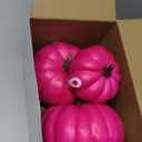 Cinnvoice 3 Pcs Breast Cancer Awareness Decorations Artificial Pumpkins Bulk Faux Foam Pumpkins with Pink Ribbon Pattern for Fall Halloween Table Decor (Hot Pink,4.33 Inch, 6.3inch, 7.87inch)