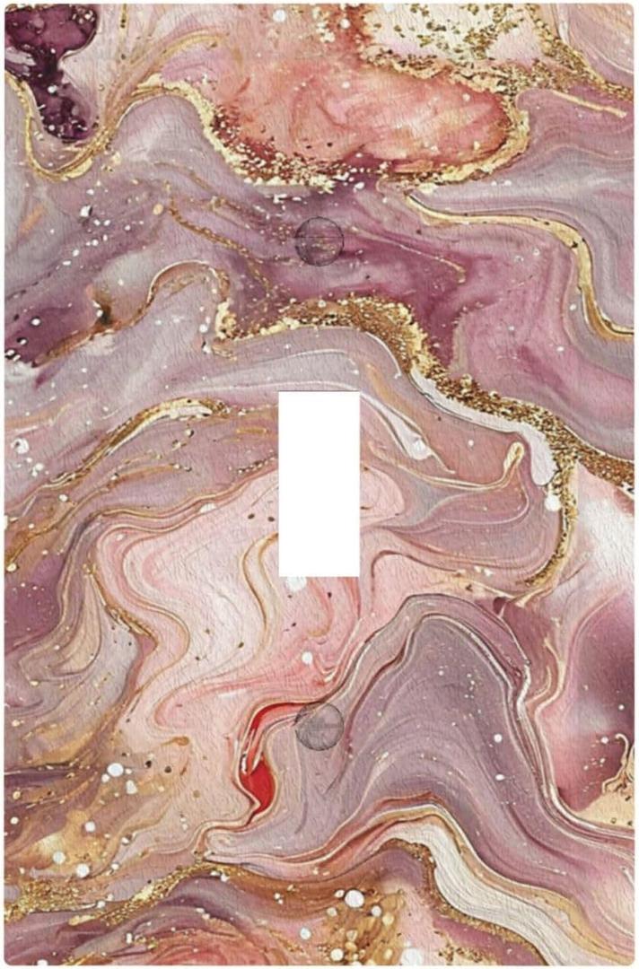 Pink Gold Marble Luxury Ombre Texture 1 Gang Modern Abstract Light Switch Covers Single Toggle Wall Plate Decorative Switchcover Electrical Switchplate Bathroom Bedroom Decor