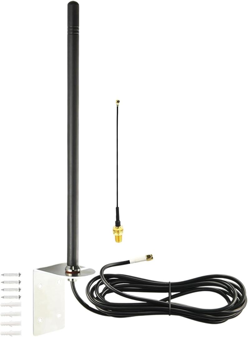 Boobrie 915Mhz LoRa Antenna with Wall Mount Bracket Omni External LoRaWAN Antenna 9.84ft RG58 Cable SMA Male + 15CM Adapter Cable for Meshtastic ESP32 LoRa V3 Development Board OLED Board LoRa Module