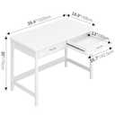 4NM 39.4" Computer Desk with Drawer, Morden White Home Office Desk, Study Writing Table with Storage for Small Spaces,Vanity Desk Makeup Table for Bedroom - White
