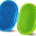 Dog Grooming BrushPet Shampoo Massage Bath Brush Comb with Adjustable Loop Handle for Grooming Short and Long Hair Cats and Dogs, 2pcs(Tapered brush head, Blue+Green)