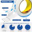 3M Double Sided Tape 0.39"16.5ft No Residue,Picture Hanging Strips Heavy Duty Mounting Tape, Removable PE Foam Tape Waterproof for Poster Tape, Carpet Tape Rug Gripper,Art & Craft Tape