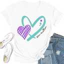 Qskall Womens Suicide Awareness Shirt Suicide Prevention T-Shirts Blue and Purple Hearts Tee Mental Health Matters Tops, XL