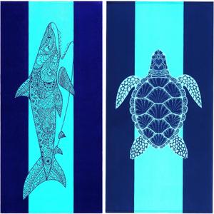 Genovega 2 Packs Oversized Beach Towel Set 36 x 72 in Large Big Pool Camping Swim Clearance Soft Towels Travel Essentials Accessories Must Haves Vacation Necessities Adult Gifts Shark Turtle, Extra Large 72*36