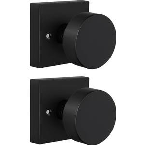 Goldenwarm Black Dummy Door Knob, Zinc Alloy Square Ball Matte Black Dummy Door Knob for Hallways, Kitchens, Heavy Duty Door Knobs Bulk - Modern & Stylish(1 Pair / 2 Pieces)