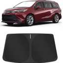 TINGLU Sun Shade for Toyota Sienna Mini Van 2021-2024 2025 2026 Accessories Windshield Sun Shade Window Shade UV Rays Protection Sun Visor Cover with Steering Wheel Sunshade Storage Bag